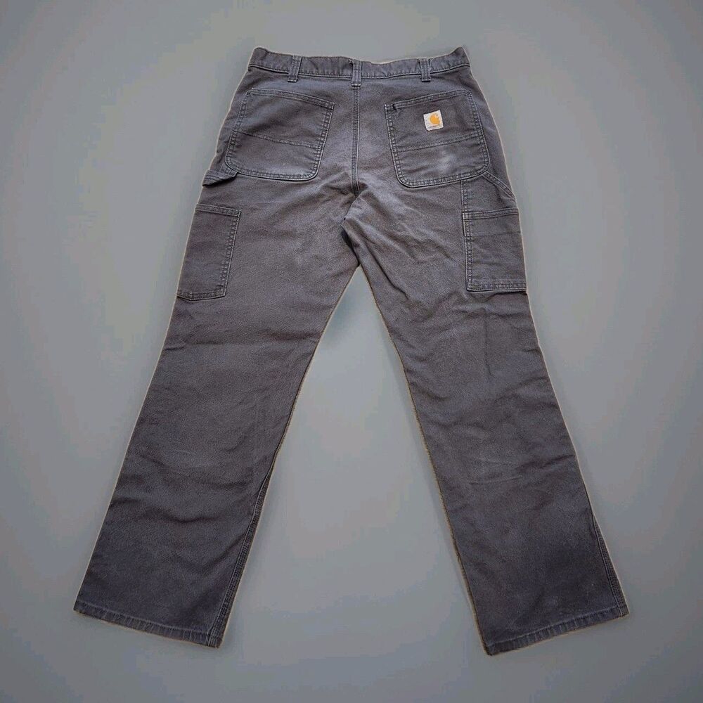 Carhartt Pants Mens 34x30 Gray Double Knee Duck Canvas Work Carpenter USA - Picture 2 of 4